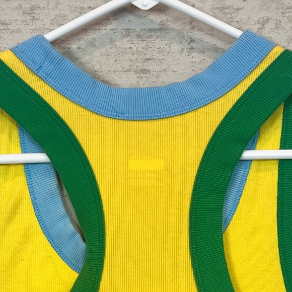 Nike Ribbed Tank Top 33 Yellow Green Sz L Cool Unique Athletic Track Gorpcore - Picture 6 of 14